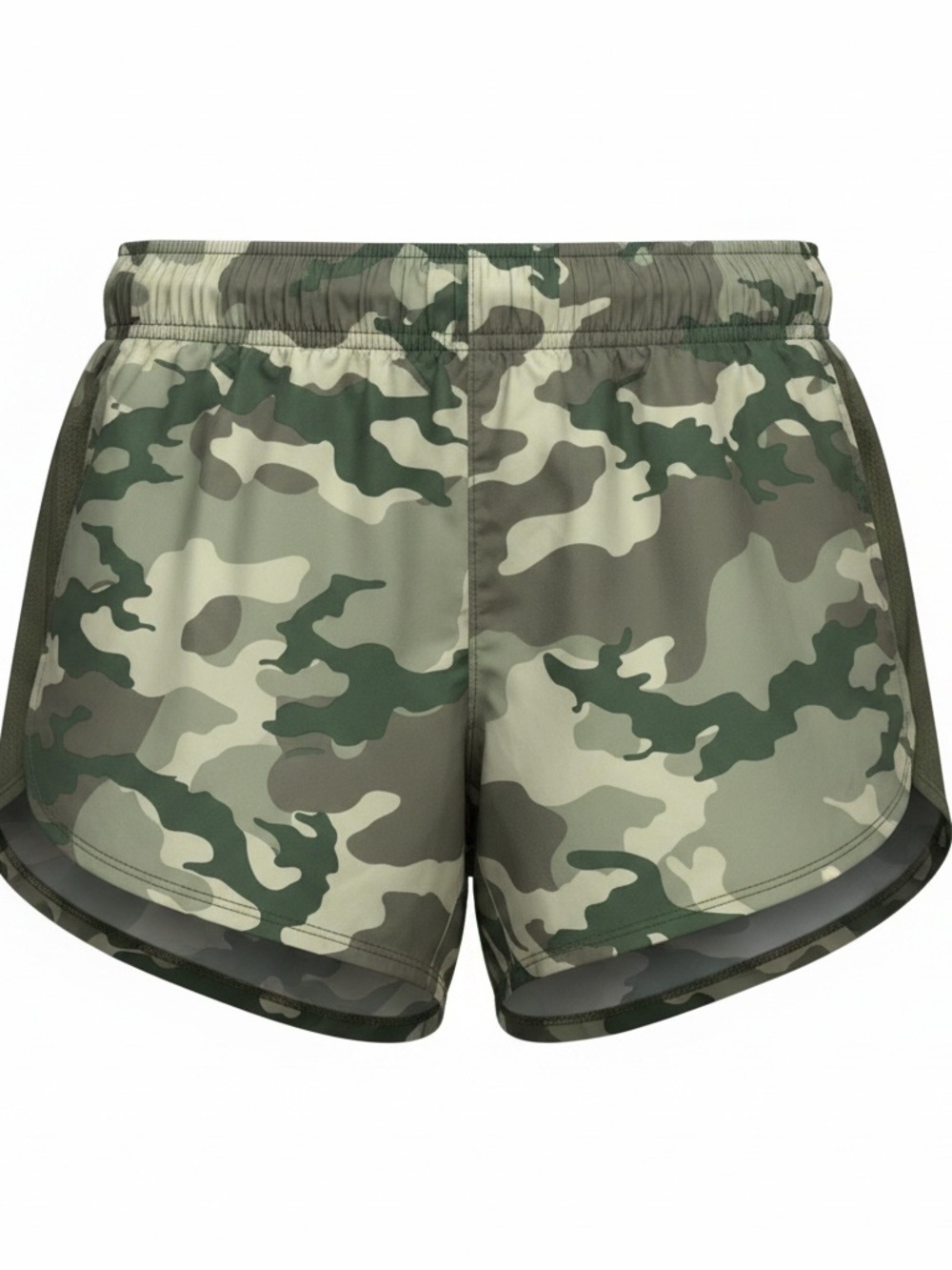 Athletic Works Green Camo Elastic-Waist Athletic Shorts